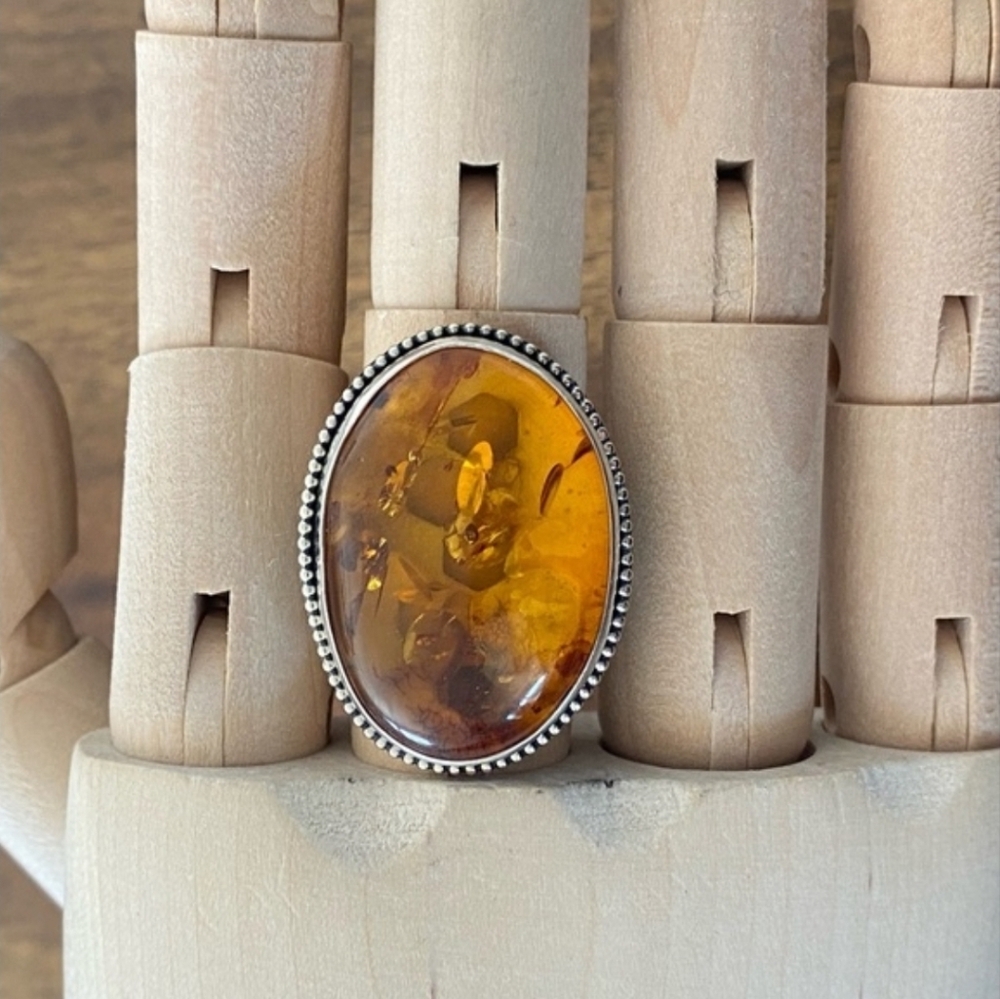 Lisa J Designs Amber Oval Bee Honeycomb Ring Size 8.5 Artisan - Picture 5 of 10
